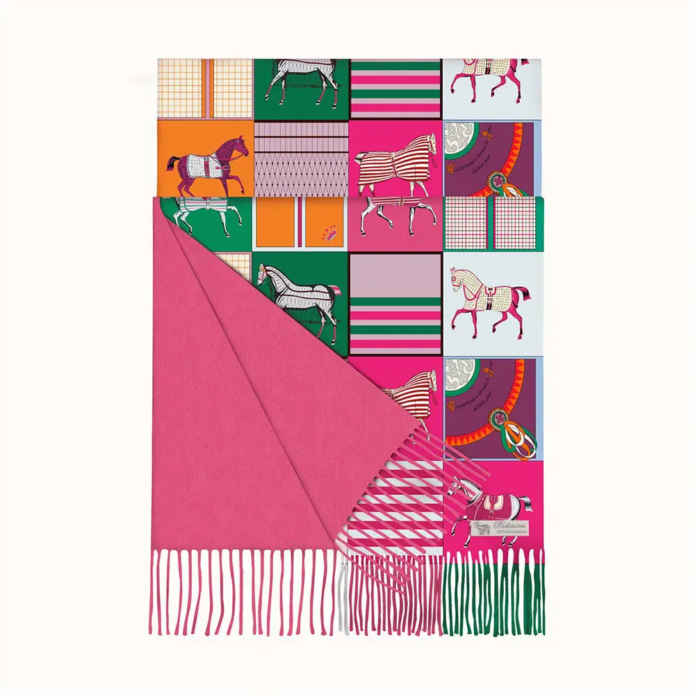 Awst Int'l Horses In Blankets Acrylic Cashmere Scarf-28" X 78" 1