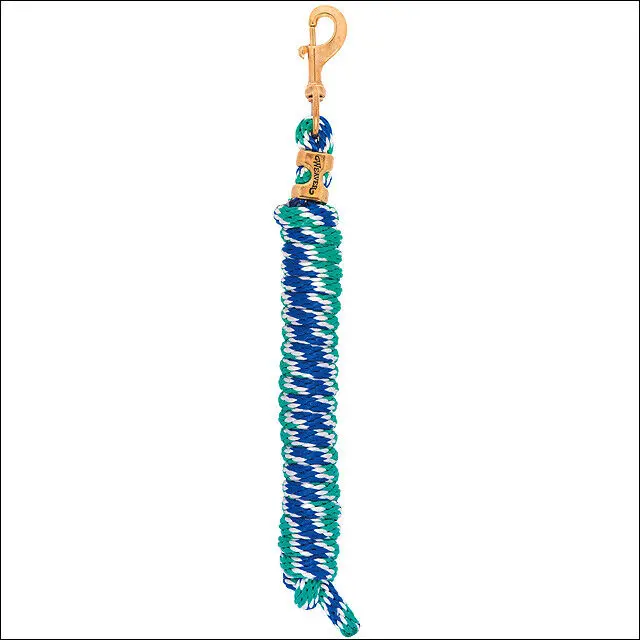 5/8" X 8' Weaver Polypropylene Soft Lead Rope W/ Solid Brass 225 Snap Blue Green 1