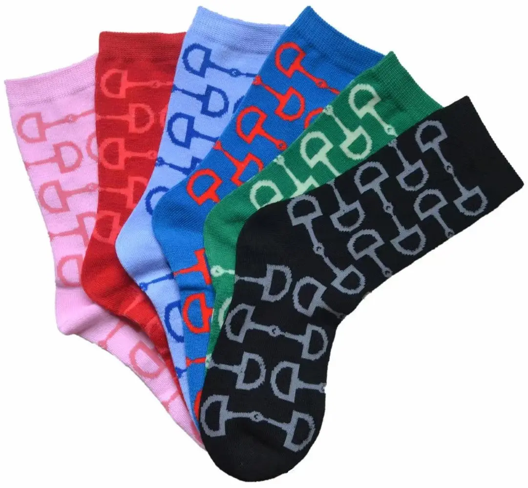 Awst Int'l Snaffle Bits Crew Socks- 6 Pack- Assorted Colors 1