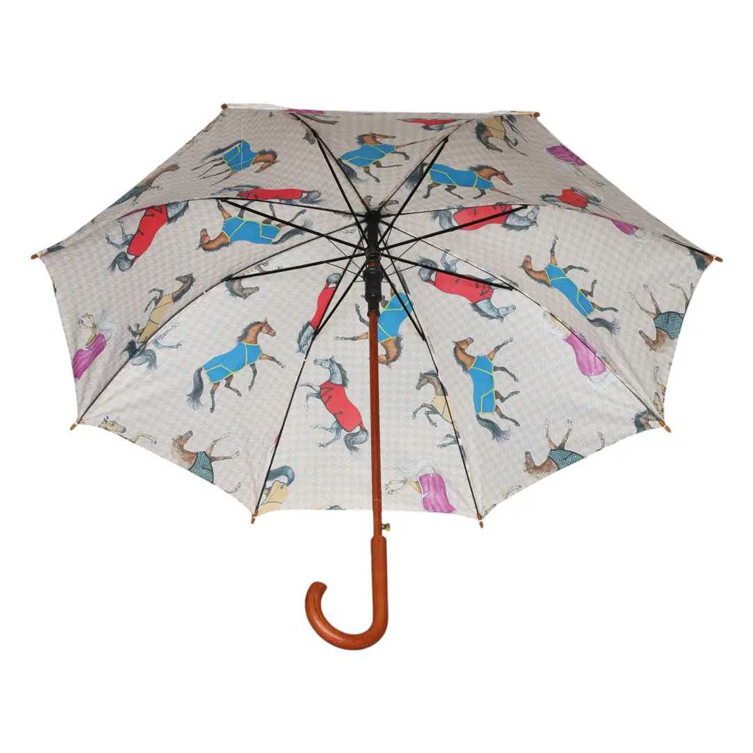 Awst Int'l Lila Umbrella-Horses In Blankets 1