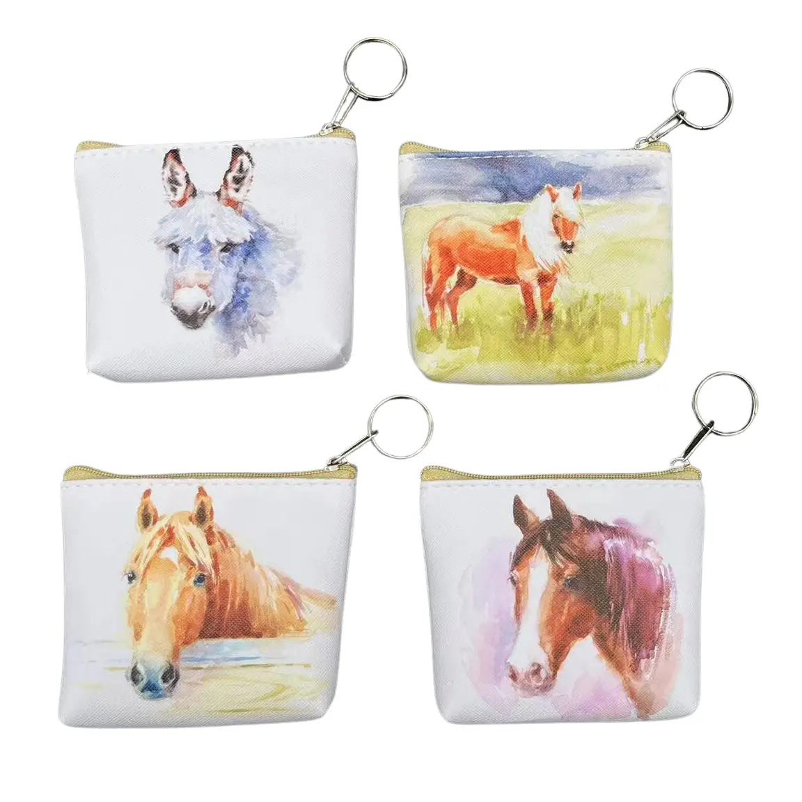 Horses And Donkey Set Of 12 Key Chain Coin Purses 1