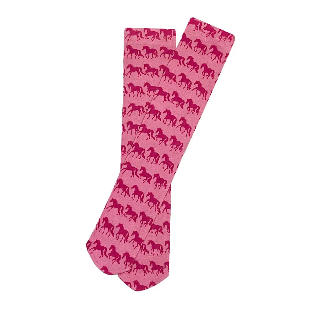 Awst Int'l Ladies Lila Frolicking Horses Socks 1