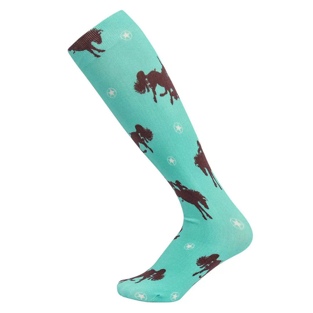 Awst Int'l Lila Bucking Horses Socks 1