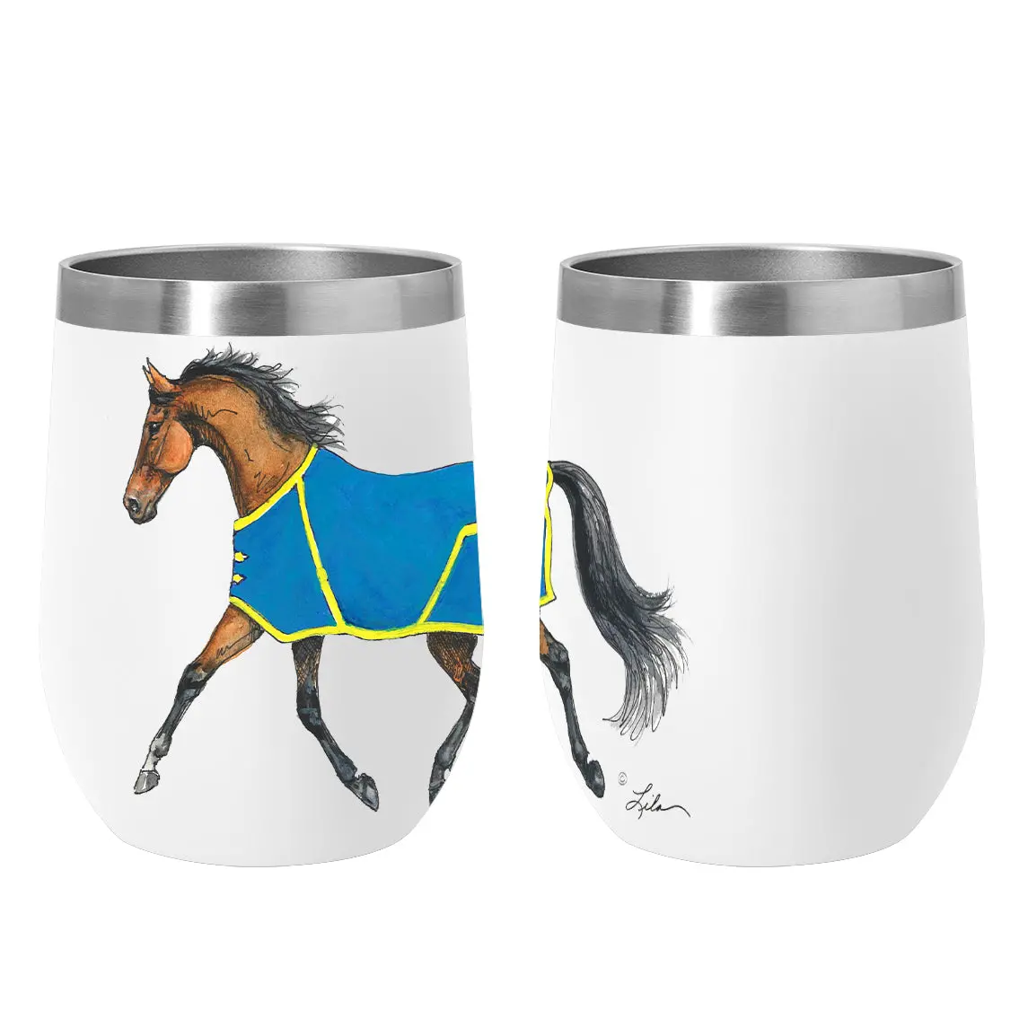 Awst Int'l 12 Oz Stainless Steel Wine Tumbler-Lila Bay Horse 1