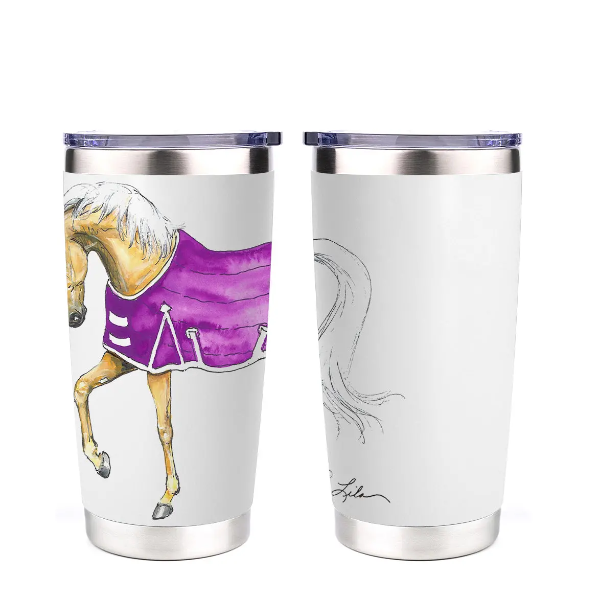 Awst Int'l 20 Oz Stainless Steel Tumbler-Lila Palomino Horse 1