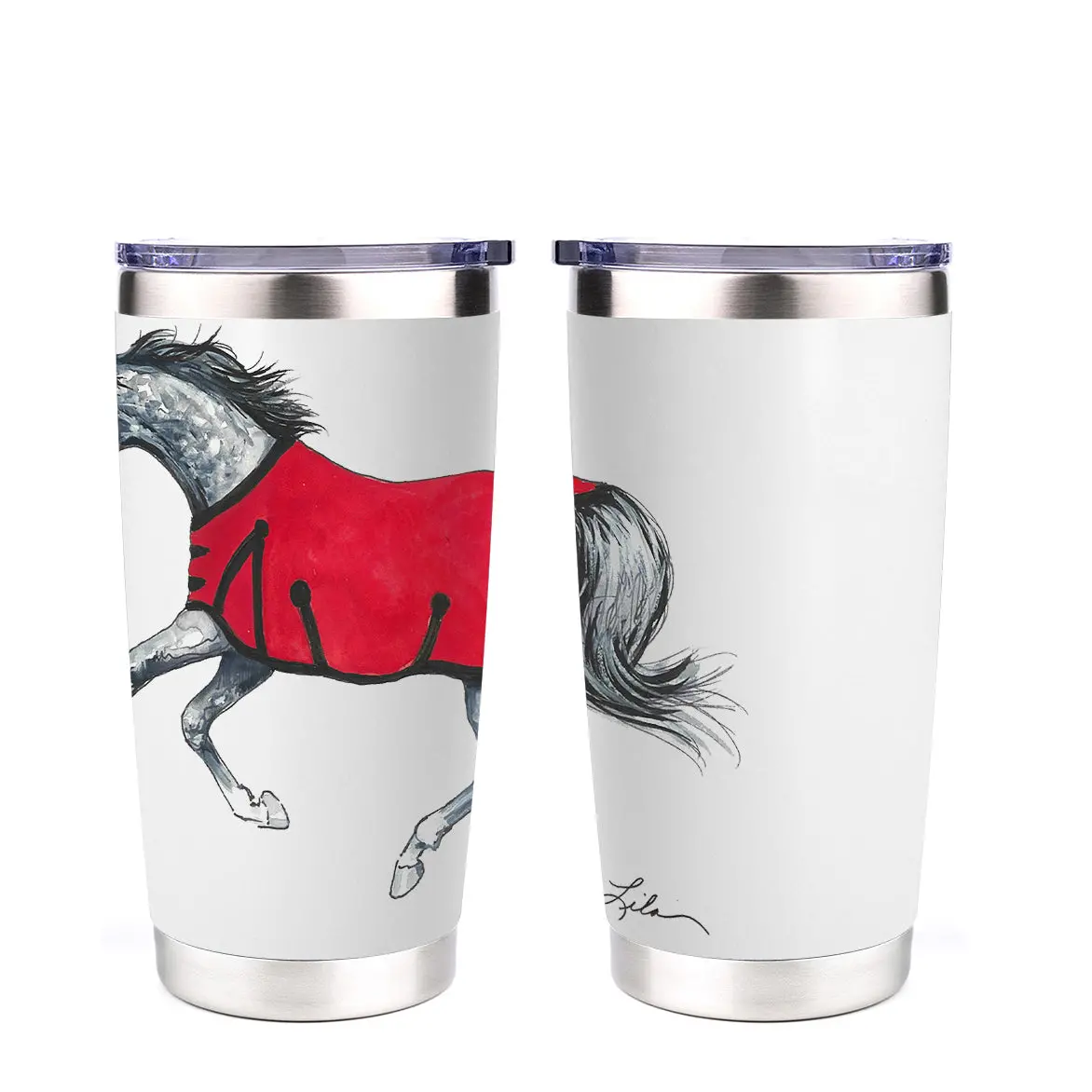Awst Int'l 20 Oz Stainless Steel Tumbler-Lila Grey Horse 1