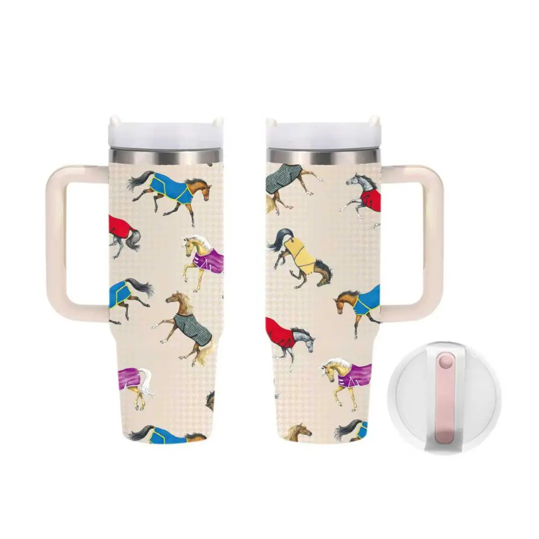 Awst Int'l Lila Horses In Blankets Stainless Steel Drink Mug 1