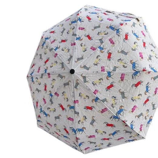Awst Int'l Lila Compact Umbrella-Horses In Blankets 1