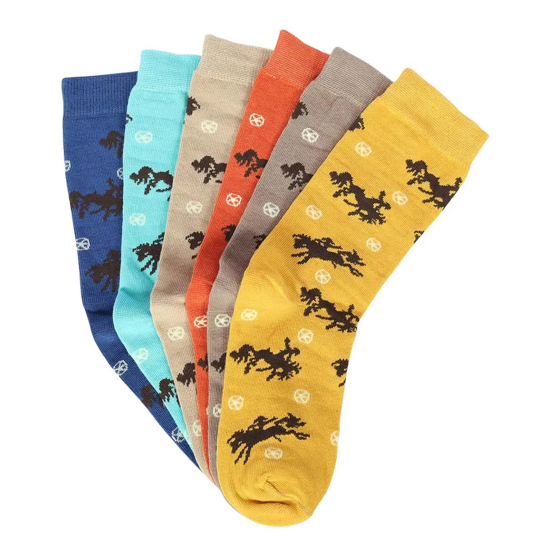 Awst Int'l Lila Bucking Horses Socks 6-Pack 1