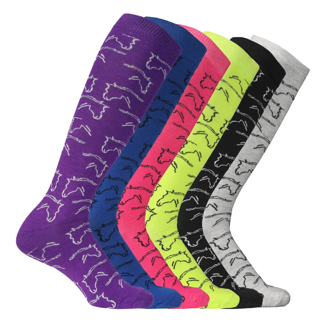 Awst Int'l Ladies Horse Heads Knee Socks - 6 Pack 1