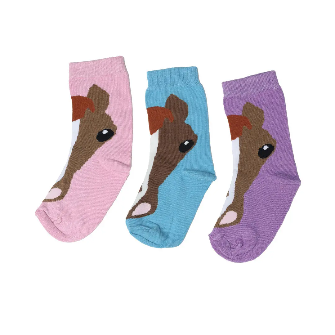 Awst Int'l Youth Horse Face Crew Socks - 3 Pack 1