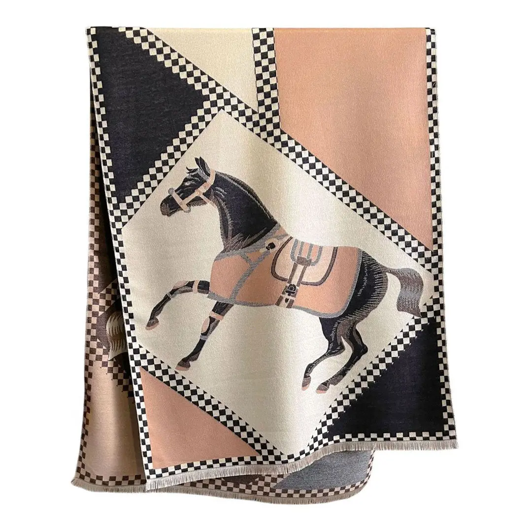 Awst Int'l Horses In Blankets Acrylic Cashmere Scarf 1