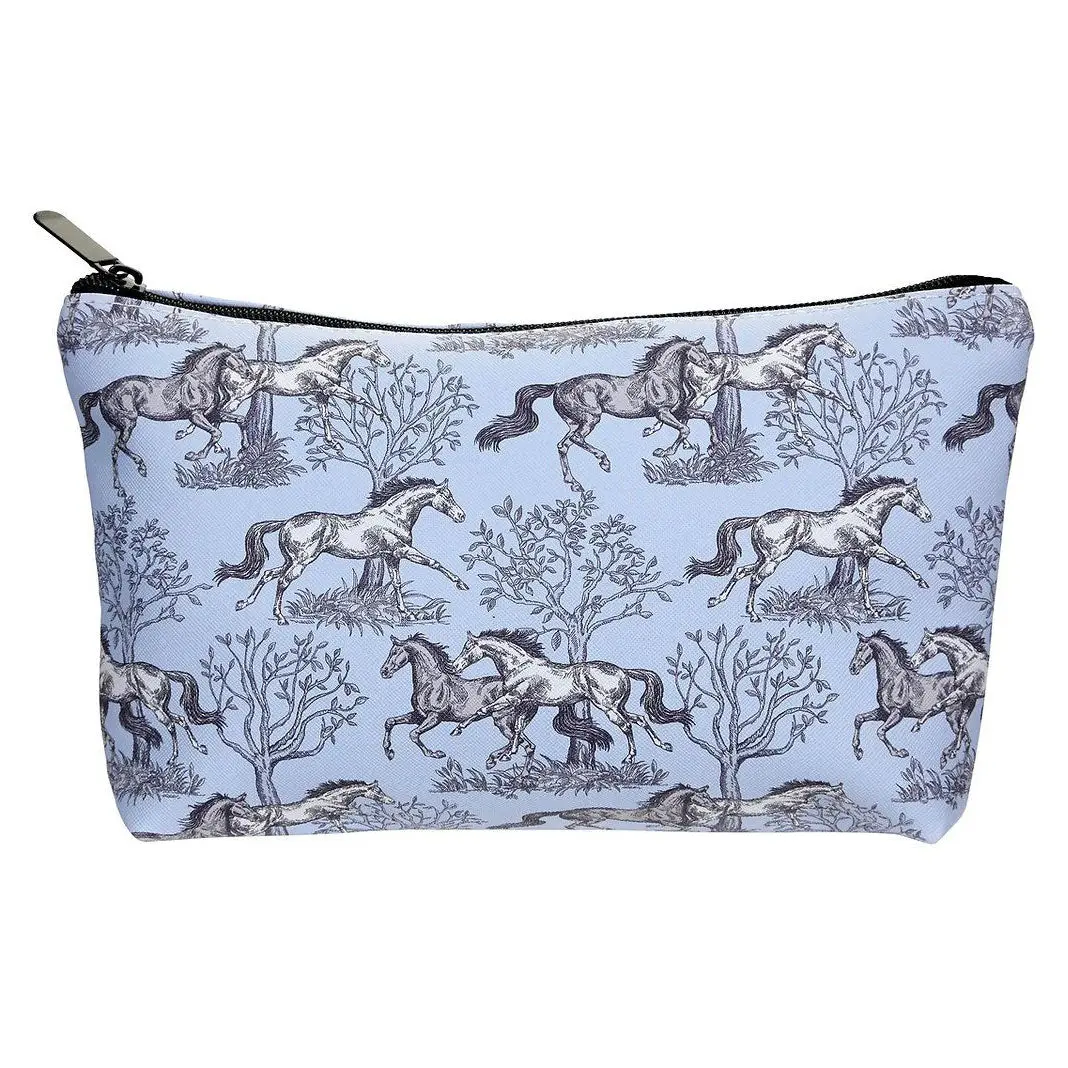 Awst Int'l "Lila" Blue Toile Medium Cosmetic Pouch 1