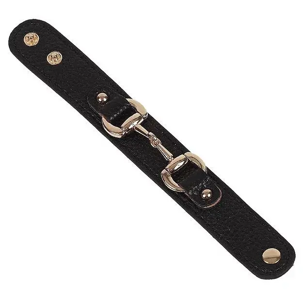 Awst Int'l Leather W/Gold Tone Snaffle Bit Bracelet 1