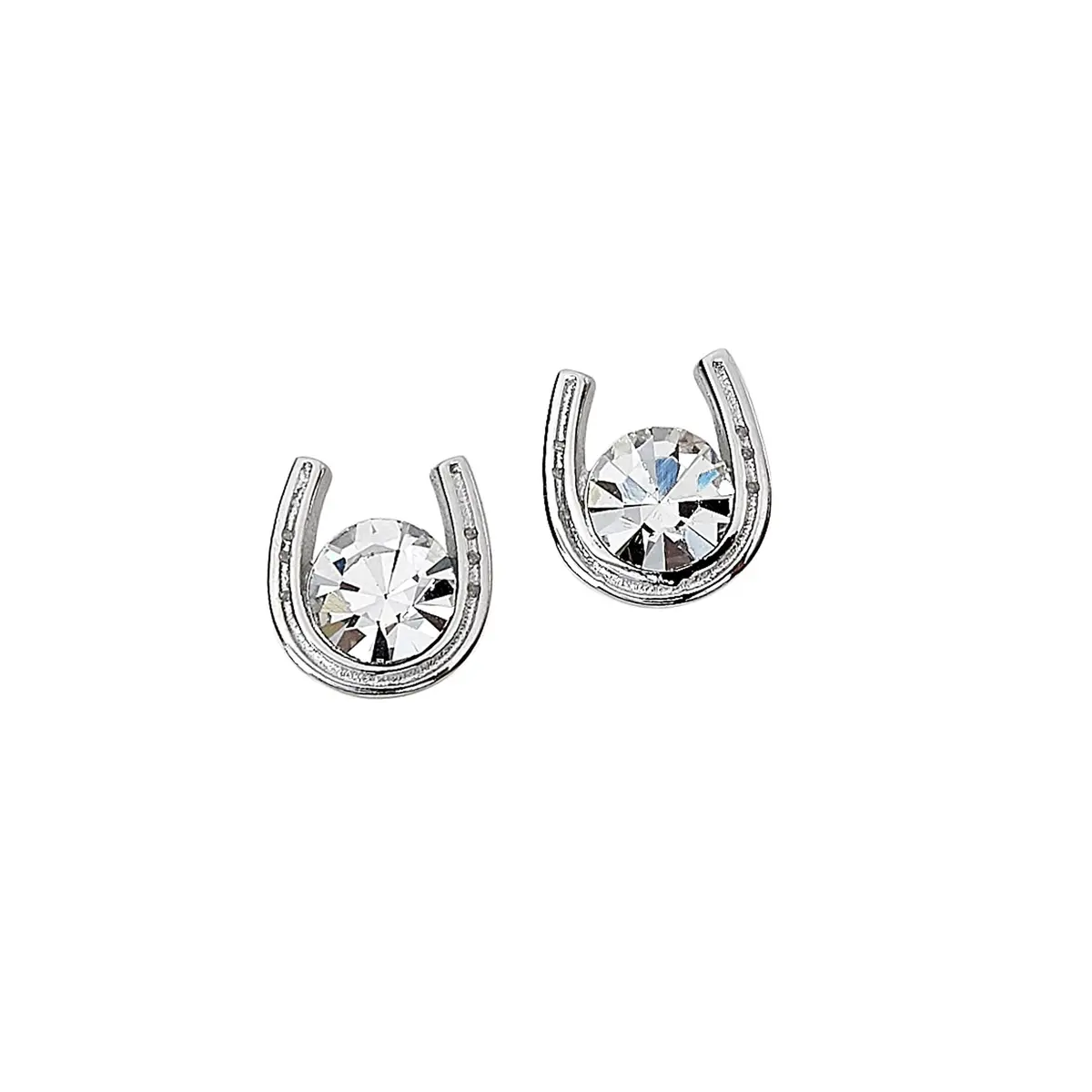 Awst Int'l Sterling Silver & Cz Horseshoe Stud Earrings 1