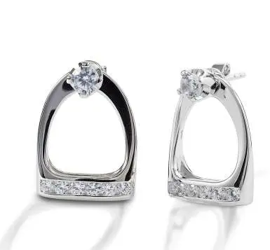 Awst Int'l Sterling Silver & Cz Stirrup Earrings 1
