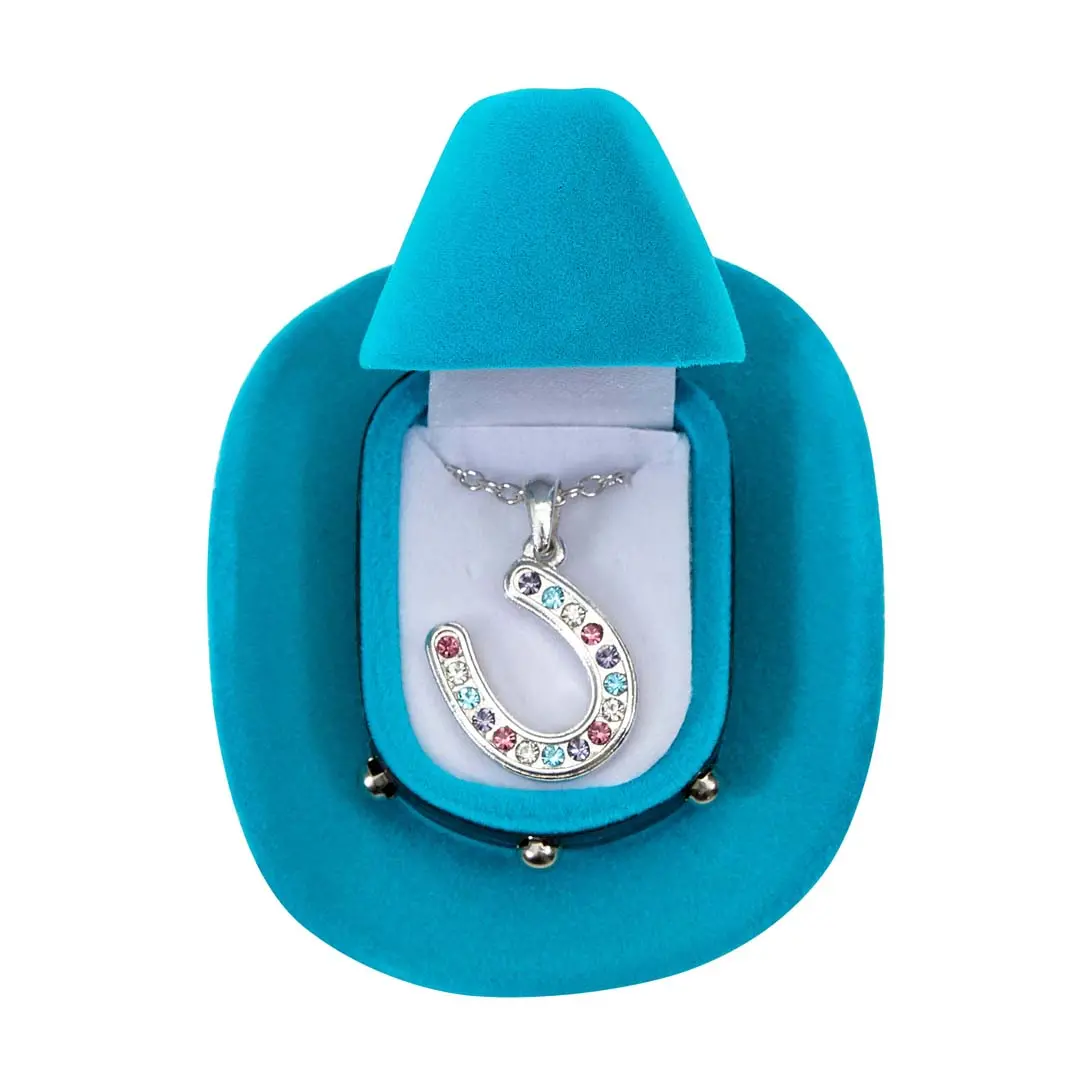 Awst Int'l Horseshoes Necklace W/Colorful Cowboy Hat Box 1