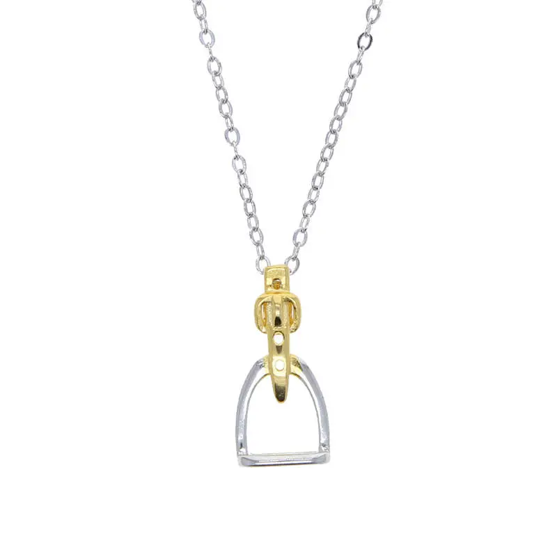 Awst Int'l Two-Tone Rhodium Stirrup Necklace 1