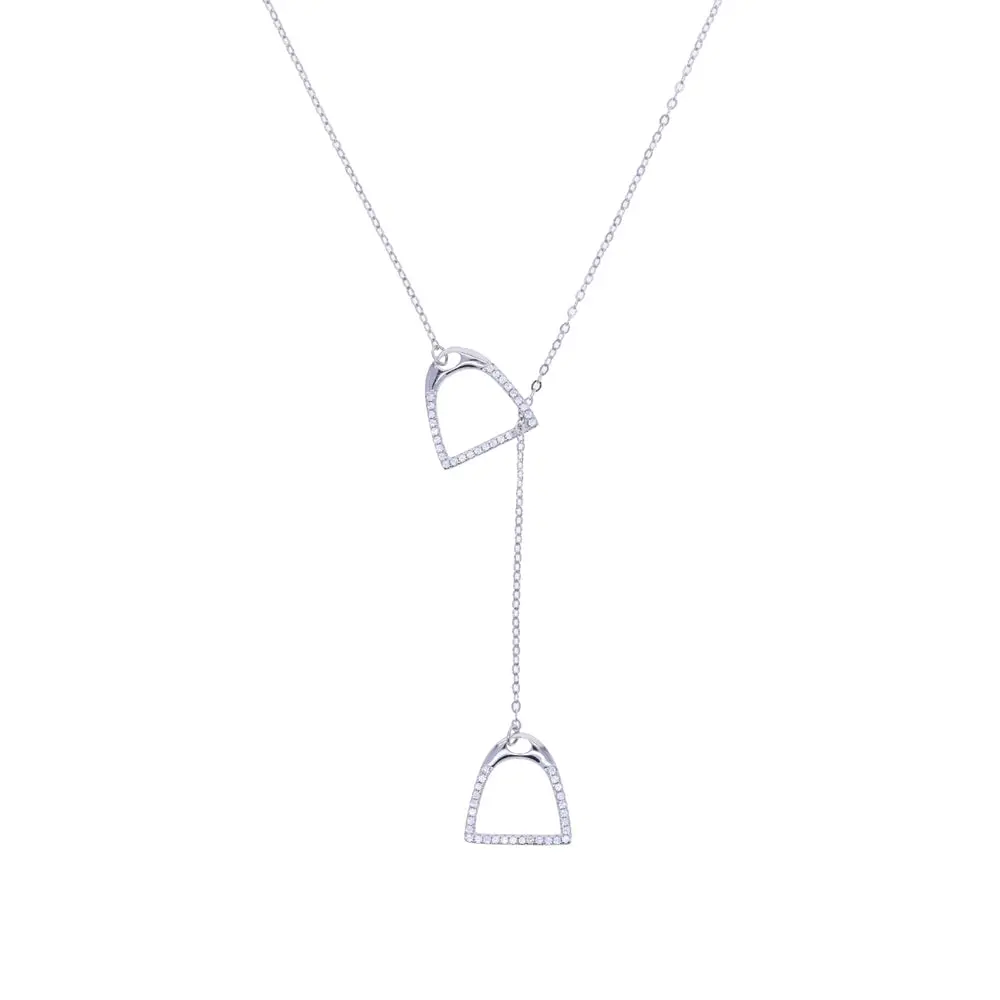 Awst Int'l Lariat Silver Plated Stirrup Necklace 1