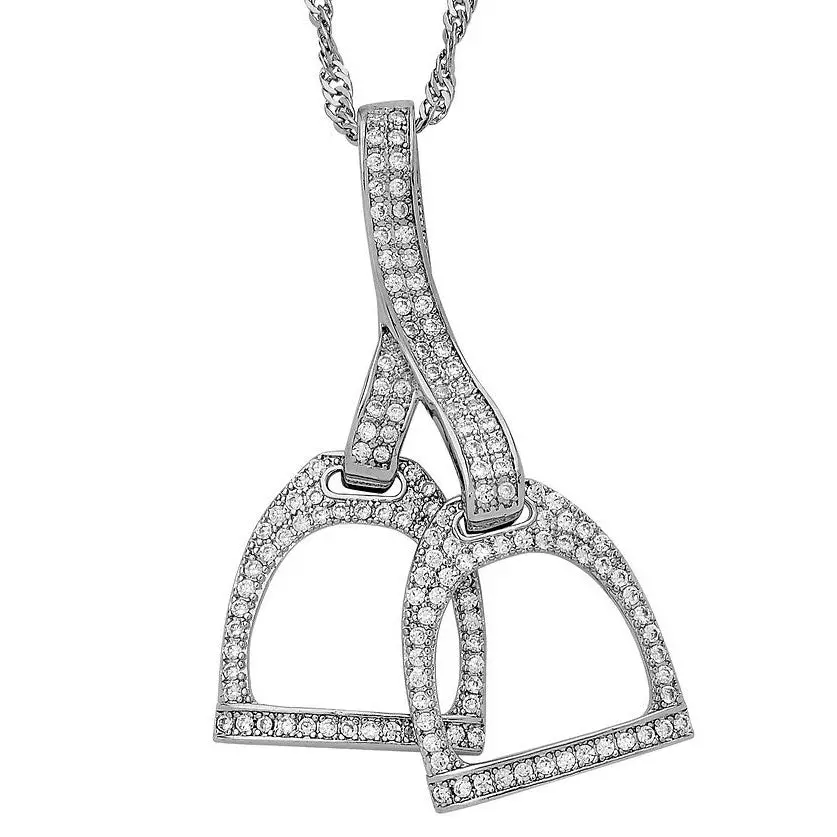Awst Int'l Rhodium Horse Double Stirrup Necklace 1