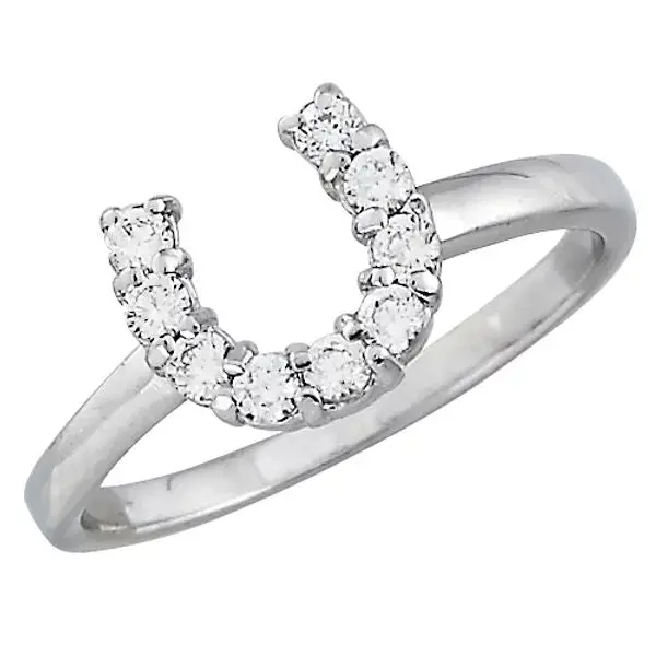 Awst Int'l Sterling Silver & Clear Cz Horseshoe Ring 1