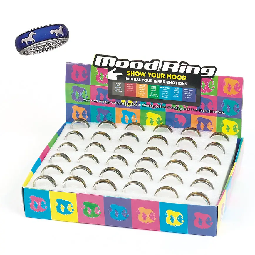 Awst Int'l Mood Band Ring W/ Horse Design Display- 36 Pieces 1