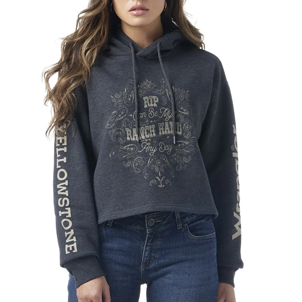 Yellowstone By Wrangler Ladies Dutton Ranch Cropped Sweatshirt 1