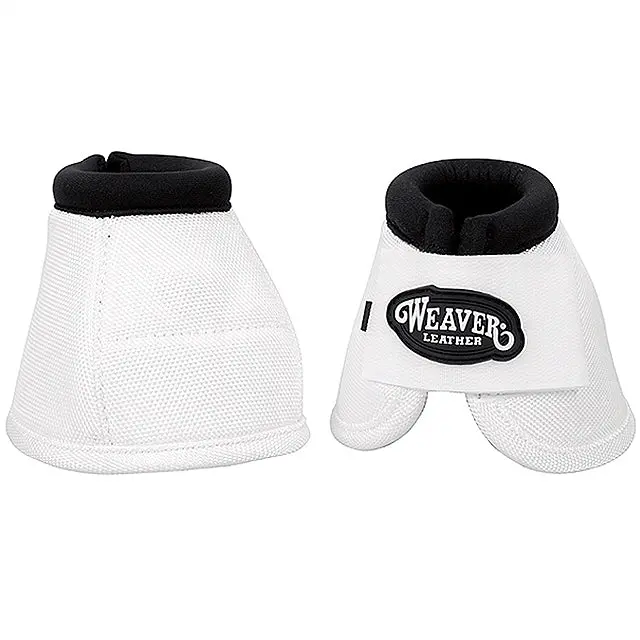 Small Weaver 2520D Ballistic Nylon No Turn Horse Leg Bell Boots Pair White 1