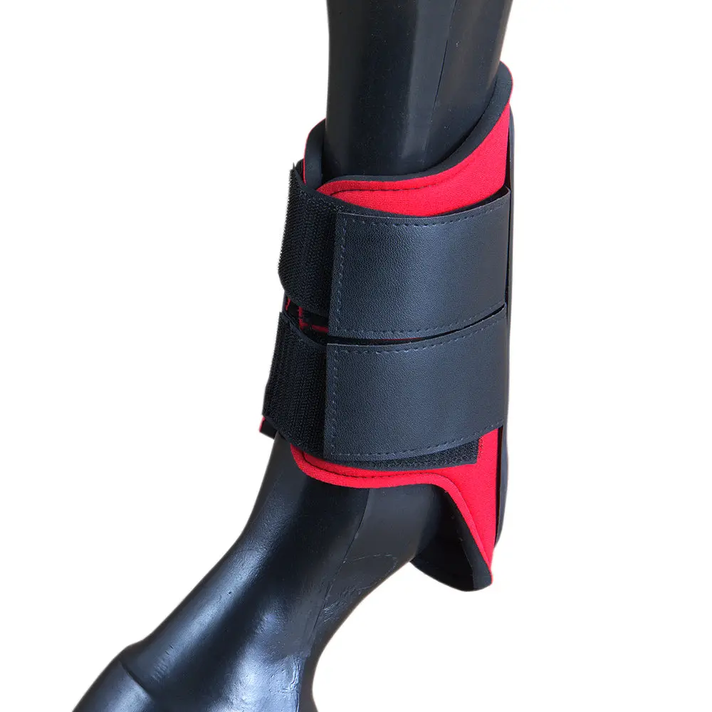 Large Hilason Western Horse Tack Protective Pvc Ankle Leg Boot Red & Black 1