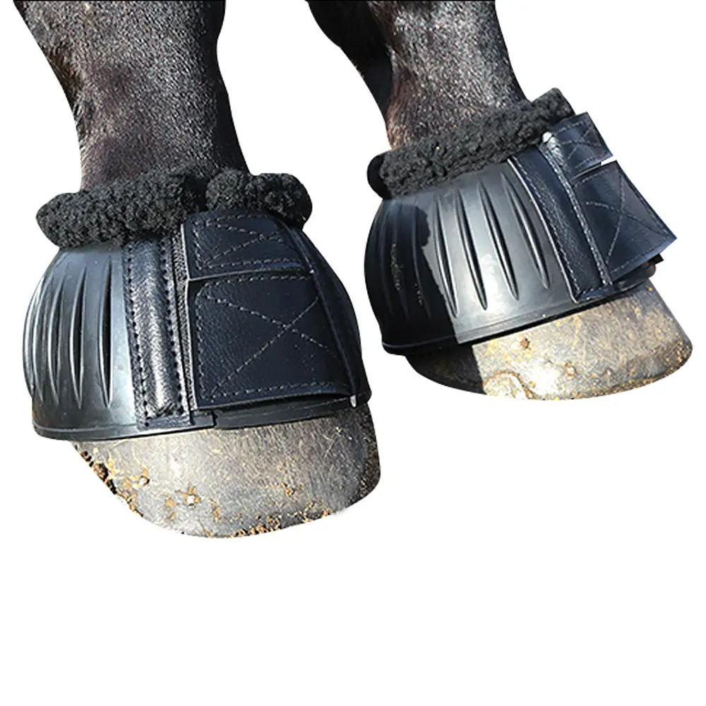 X Large Professional Choice Fleece Lined Horse Bell Boots Black 1