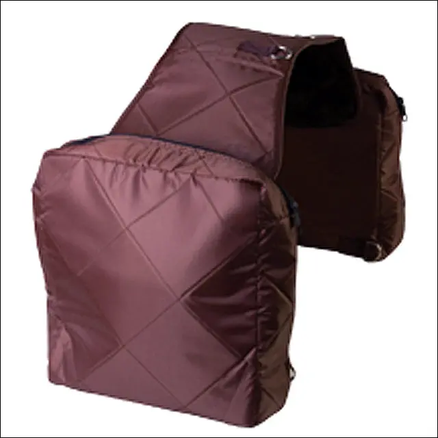 Hilason Western Horse Tack Quilted Saddle Bag Zipper Closure Pockets Brown 1