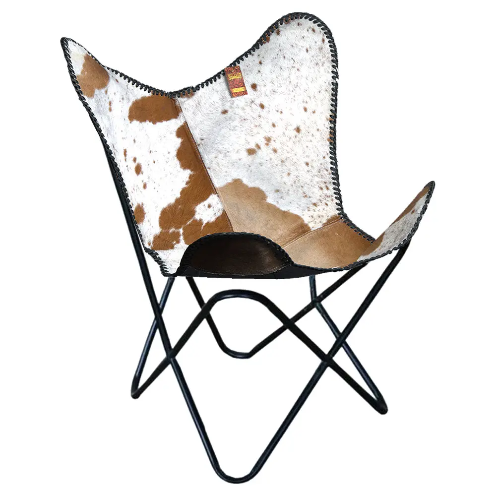 Hilason Genuine Leather Butterfly Chair Folding Lounge Modern Sling Accent Seat | Chair 1