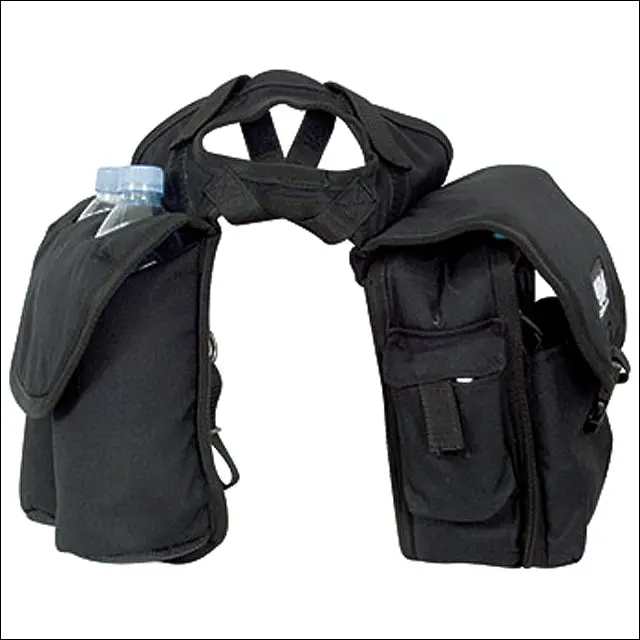 Medium Classic Equine Horn Saddle Bag W/ Criss Cross Straps Black 1