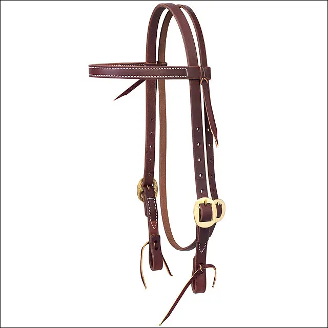 3/4" Weaver Working Cowboy Economy Browband Horse Leather Headstall Solid Brass 1