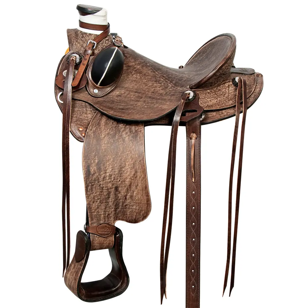 Hilason Western Horse Wade Saddle American Leather Ranch Roping Dark Brown | Hand Tooled & For Horses 1