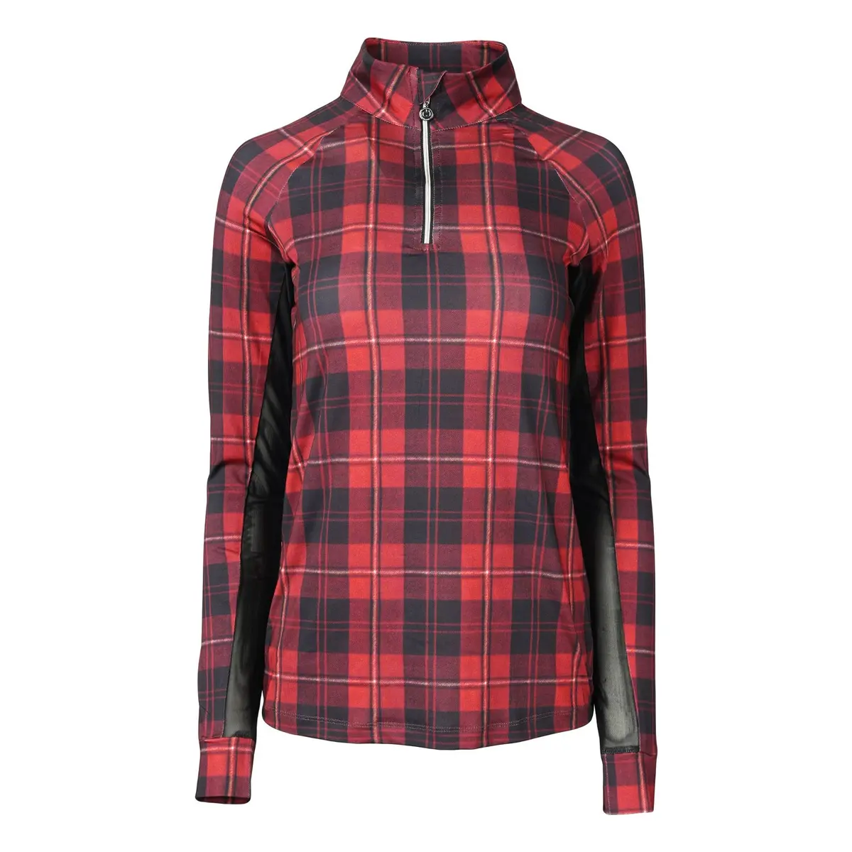 Dapplebay Holiday Plaid 1/4 Zip Light Riding Top-Red 1
