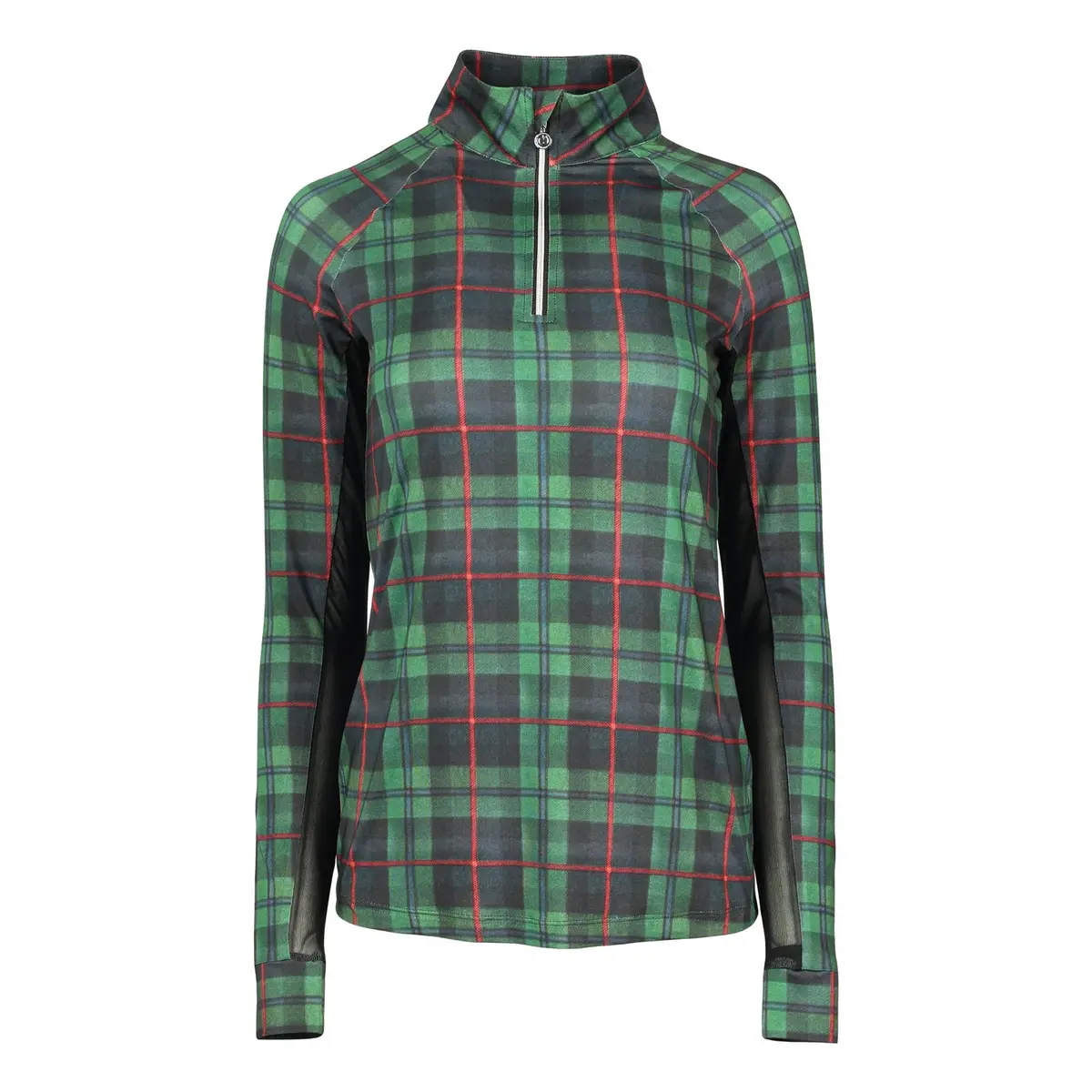 Dapplebay Holiday Plaid 1/4 Zip Light Riding Top-Green 1
