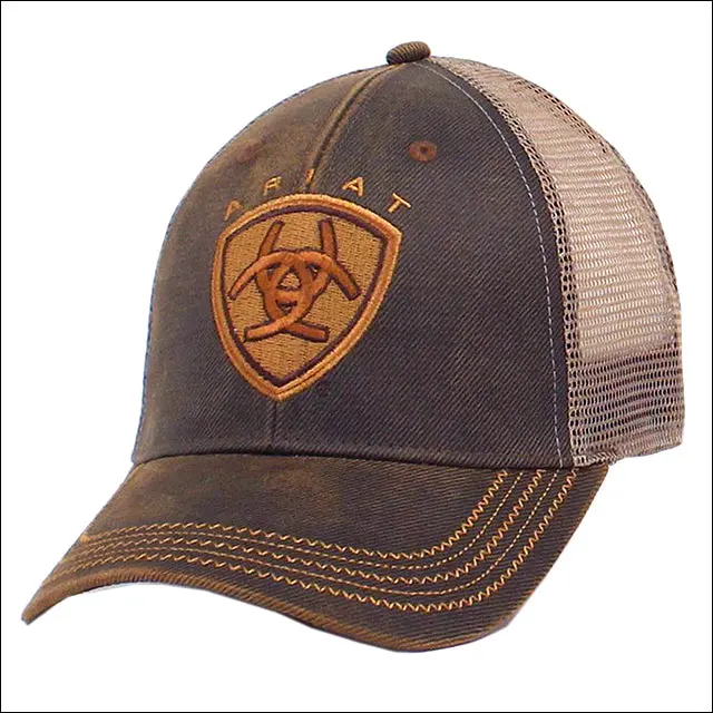 Ariat Western Mens Cowboy Mesh Baseball Cap W/ Zig Zag Logo Brown 1