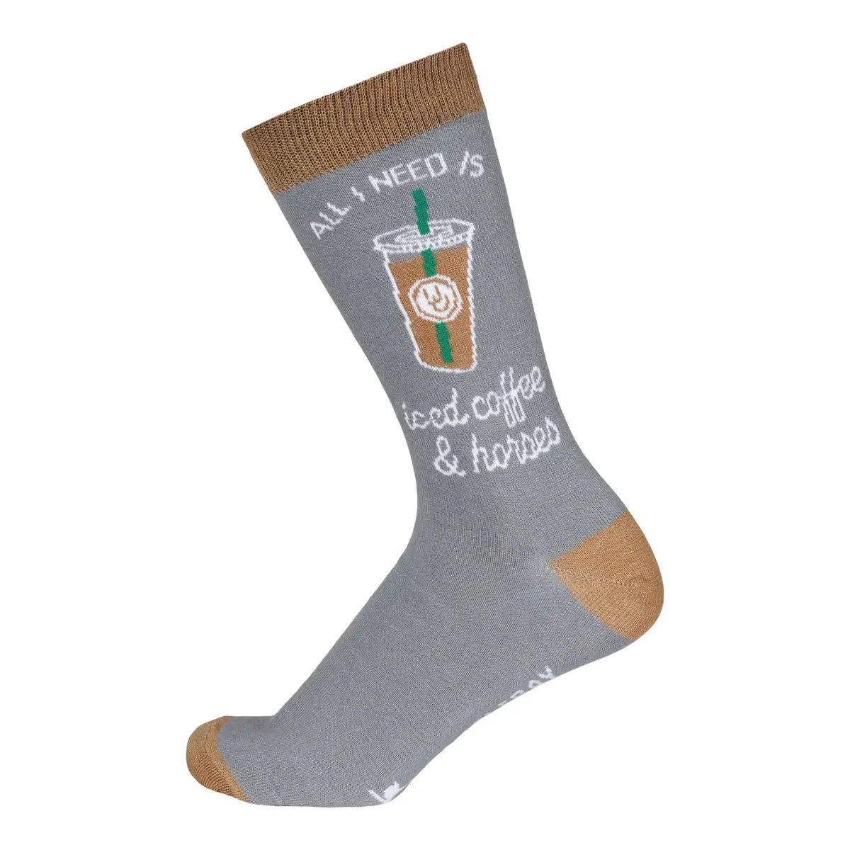 Dapplebay  Knit Crew Socks-Iced Coffee & Horses 1