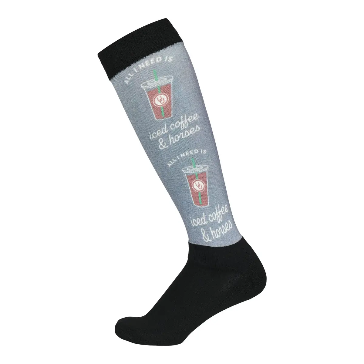 Dapplebay  Slick Boot Socks-Iced Coffee & Horses 1