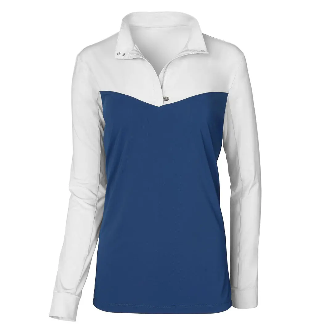 Dapplebay Lady 1/4 Zip Show Top-White/Navy 1