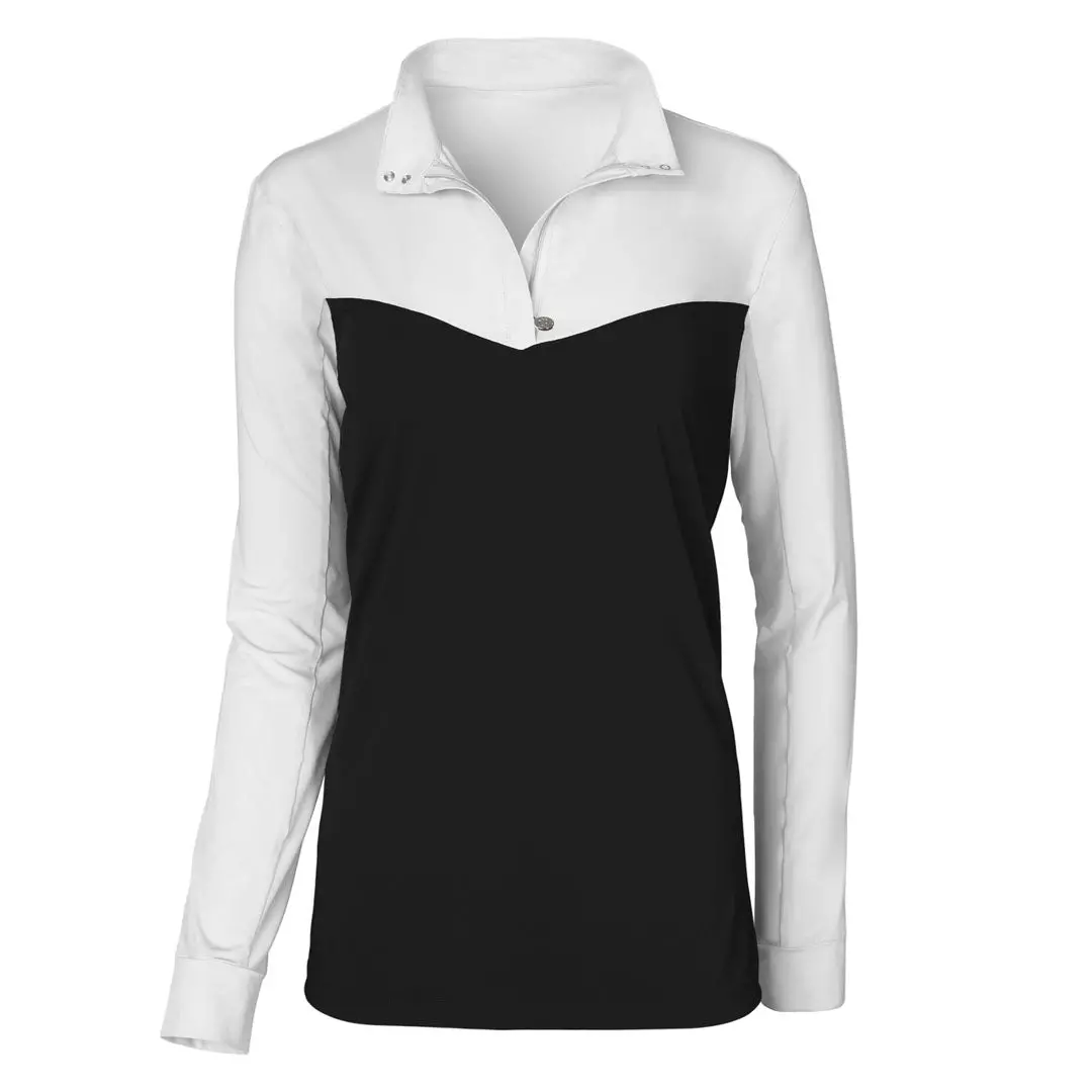 Dapplebay Lady 1/4 Zip Show Top-White/Black 1