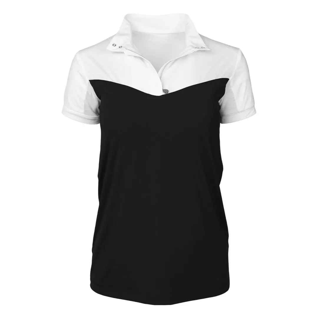 Dapplebay Lady 1/4 Zip Show Top - Short Sleeve-White/Black 1