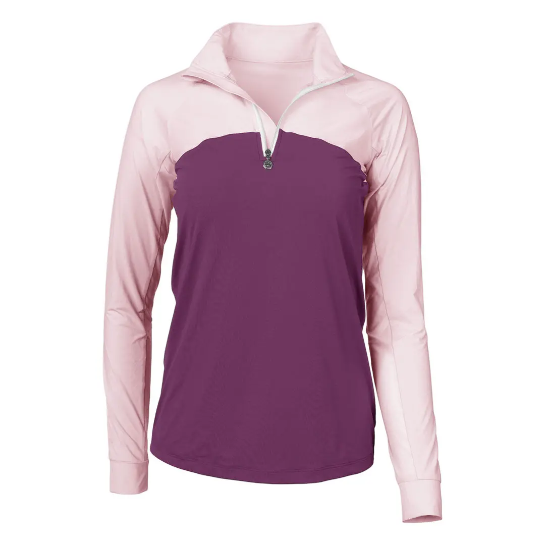 Dapplebay Lady 1/4 Zip Riding Top-Light Pink/Plum 1