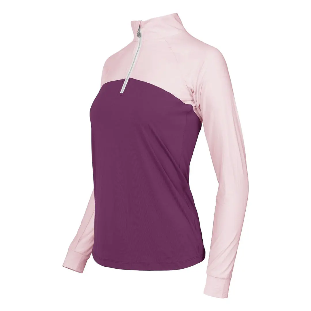 Dapplebay Lady 1/4 Zip Riding Top-Light Pink/Plum 4