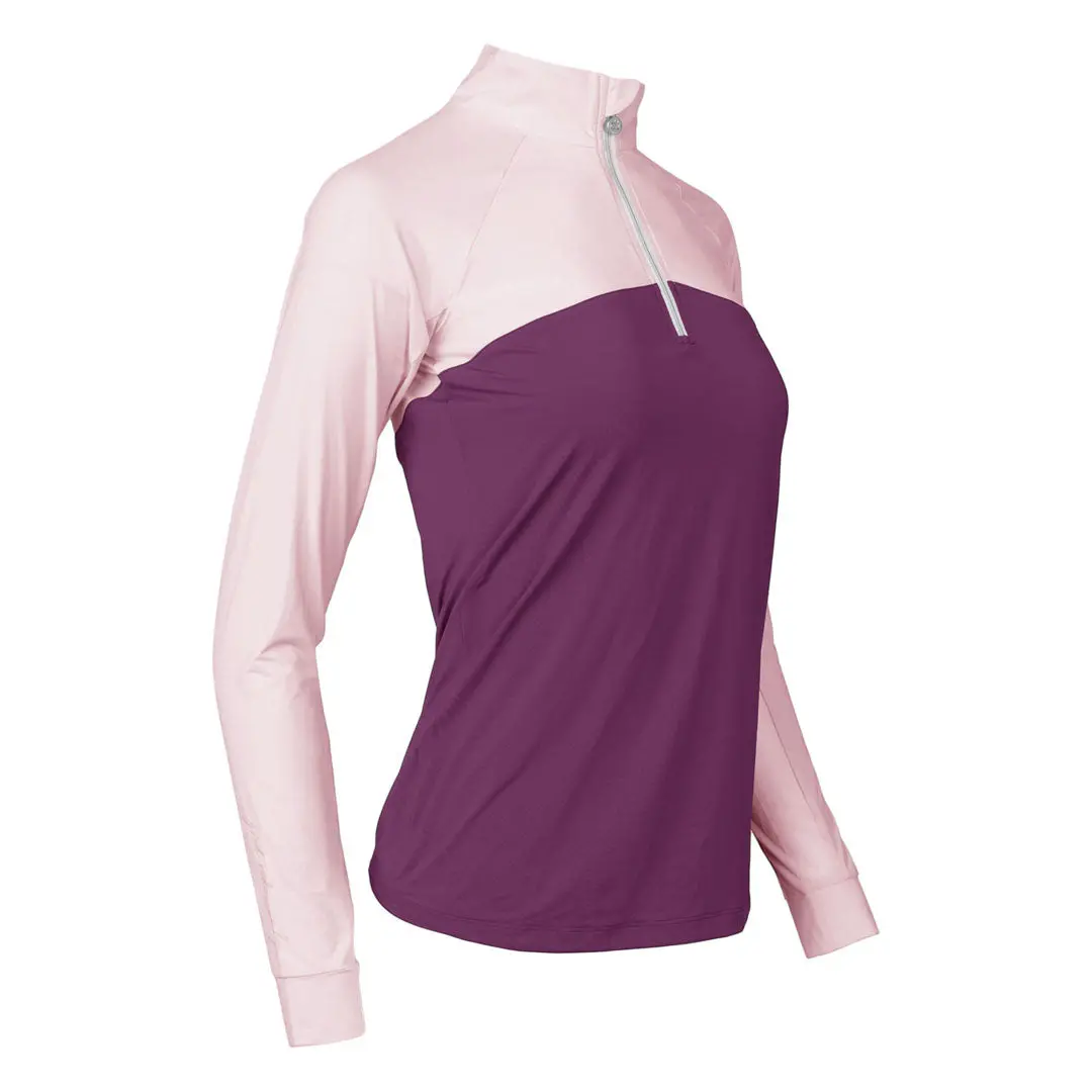 Dapplebay Lady 1/4 Zip Riding Top-Light Pink/Plum 3