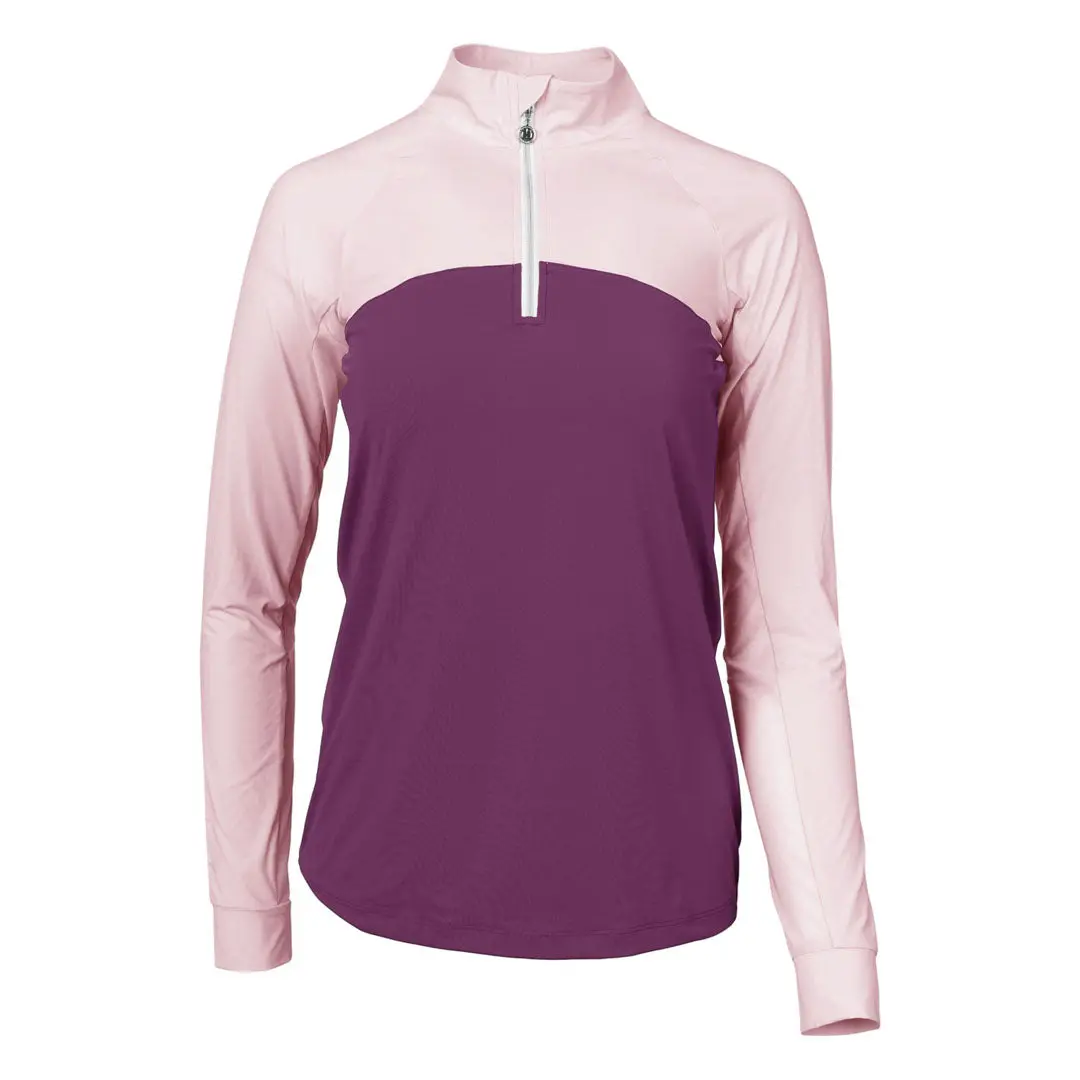 Dapplebay Lady 1/4 Zip Riding Top-Light Pink/Plum 5