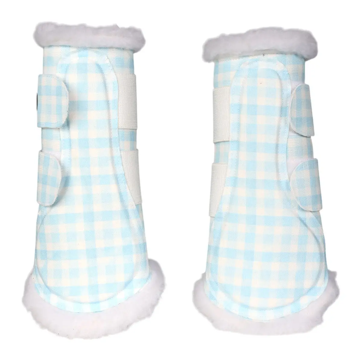 Dapplebay Gingham Brush Boots-Blue/White 1