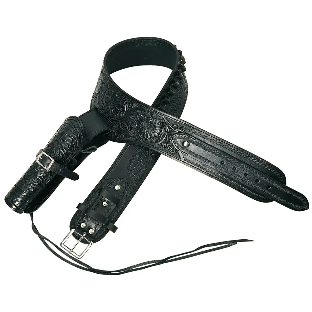 Hilason Western Right Hand Gun Holster Rig 44/45 Caliber Leather Cowboy | Costume Belt 1
