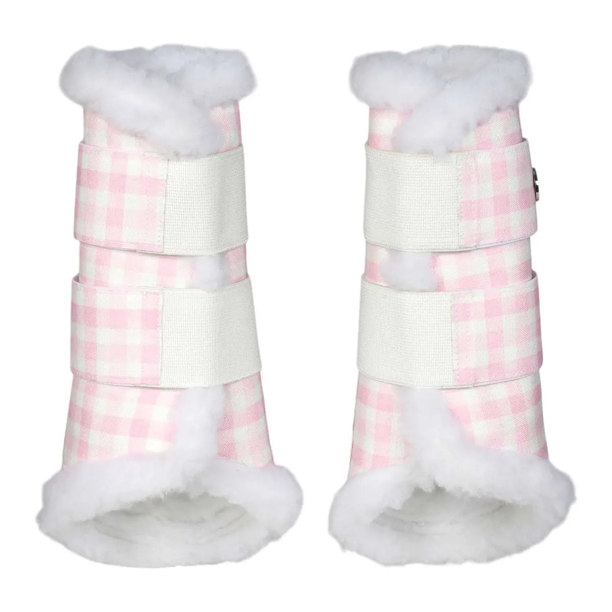 Dapplebay Gingham Brush Boots-Pink/White 1